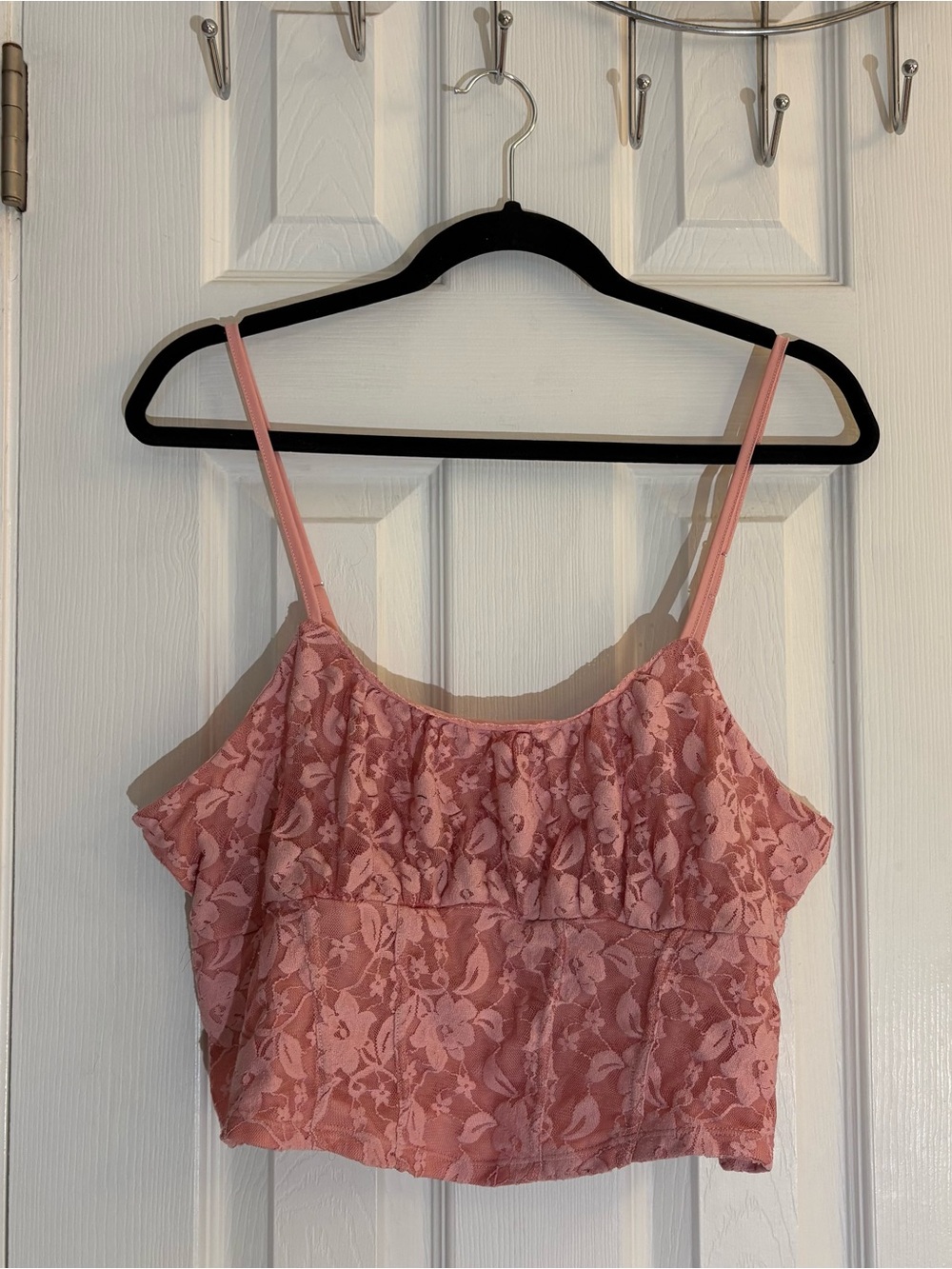 No Boundaries Pink Floral Lace Corset Crop Top Camisole Size XL (16-18) Y2K Boho